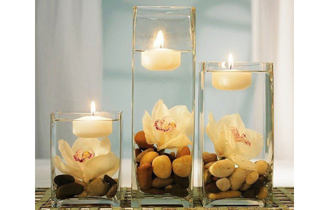 Свечи в воде для свадьбы