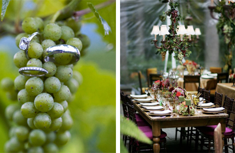 Оригинальный свадебный стол: побольше винограда