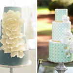 Свадебные торты голубых тонов украшенные цветами