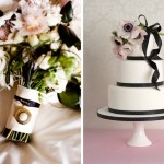 Букет невесты и торт с вкраплениями черного