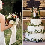 Букет невесты и торт для летней свадьбы