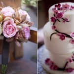 Букет невесты и свадебный торт лиловых оттенков