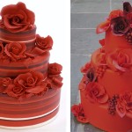 Красный свадебный торт с красными розами