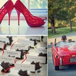 Красные туфли и красный автомобиль для свадьбы