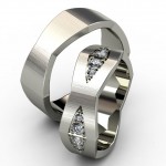 Платиновые кольца с бриллиантовыми ромбами