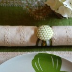 Свадебные салфетки с бело-зеленой лентой