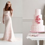 Платье невесты и торт розовых тонов