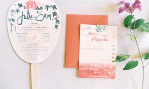 wedding-ceremony-program-favor-fan-invitation-pink-green