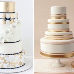 Золотые полосы на свадебных тортах