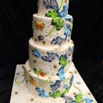 Цветочная роспись на свадебном торте
