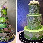 Зеленый свадебный торт из сказки