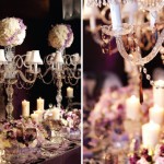 Свадебные канделябры с оттенками пурпурного